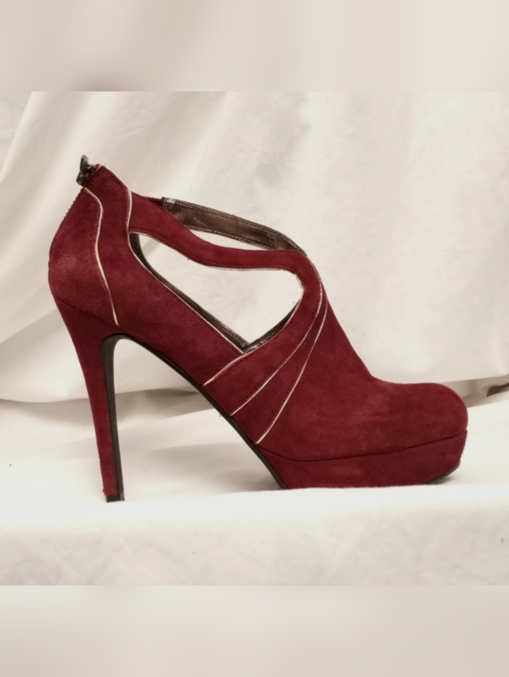 DKNYC Wine Suede Platform Heels